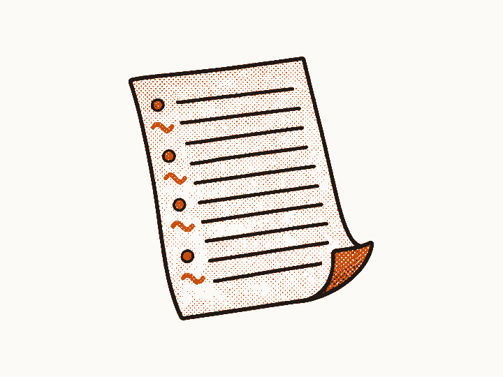 A page of script with small marks in the margin where the voice should laugh or pause.