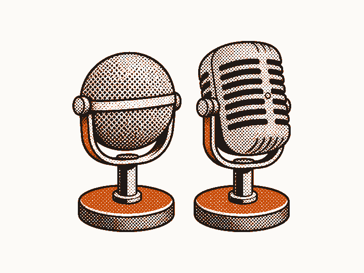 Two microphones side by side, one for each Arabic dialect.